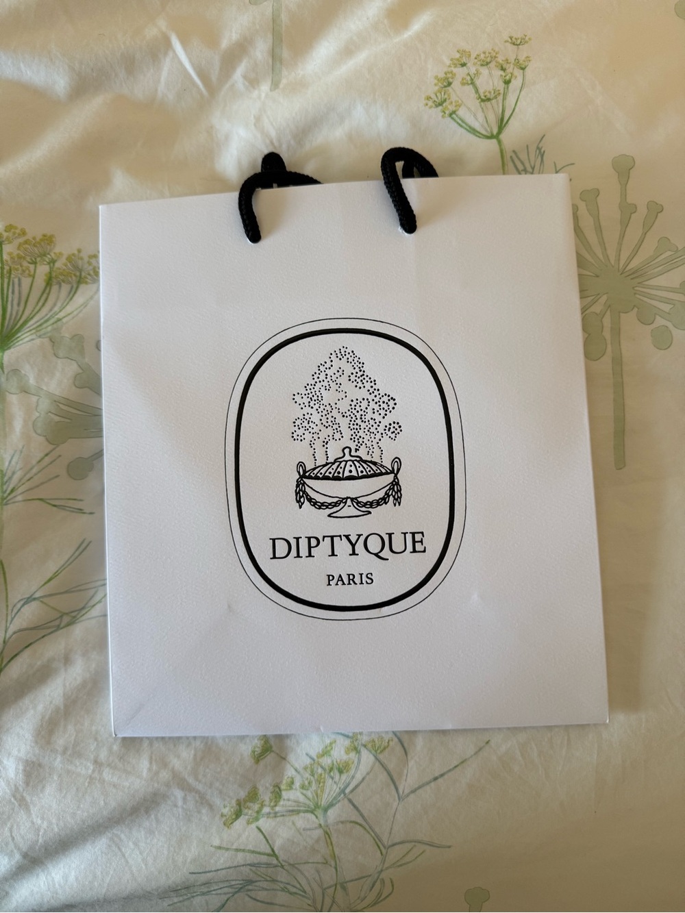 diptyque White and Black Logo Paper Gift Bag 9.5” x 12”